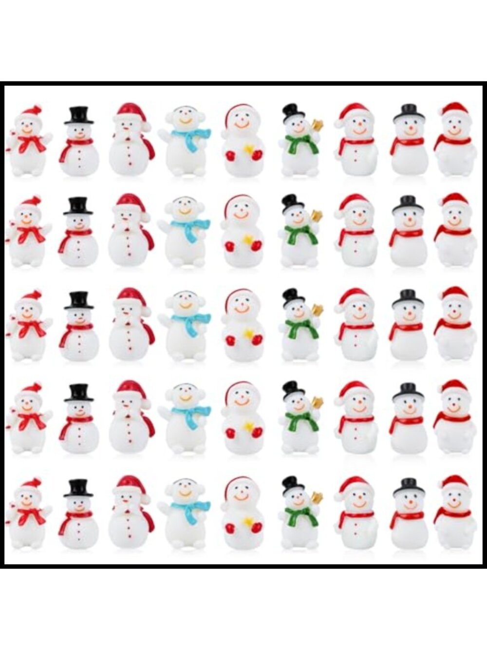 Mini Resin Snowman Figurines 45Pcs 9 Styles Christmas Decor